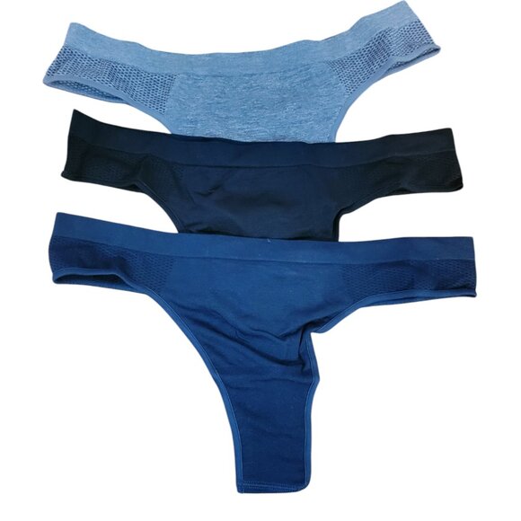 Other - 3 PK Black/Gray/Navy Thong Seamless Soft & Cool Women's Mid Rise Underwear
